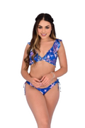 Bikini Amar, top de boleros con estampado marino, Slow Swimwear