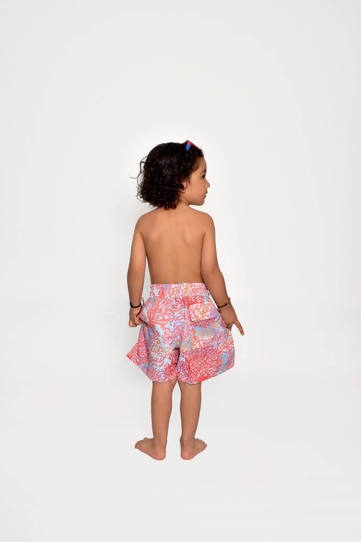 Pantaloneta de baño para niño Coral — Cintura ajustable y bolsillos