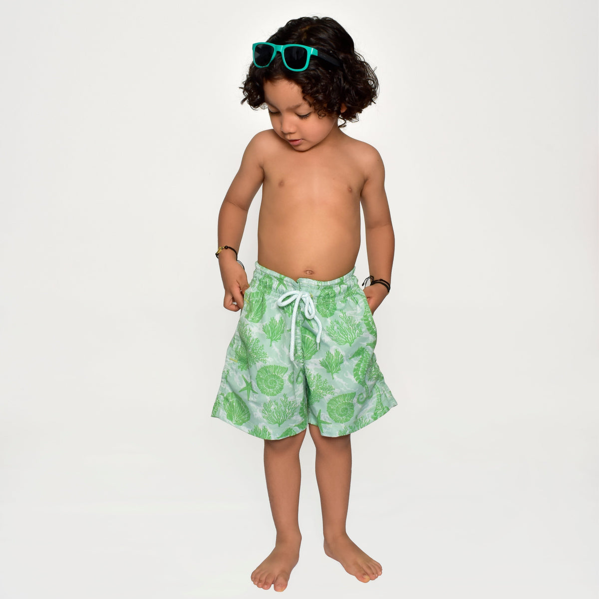 Pantaloneta de baño para niño Oasis con cintura ajustable, Slow Swimwear