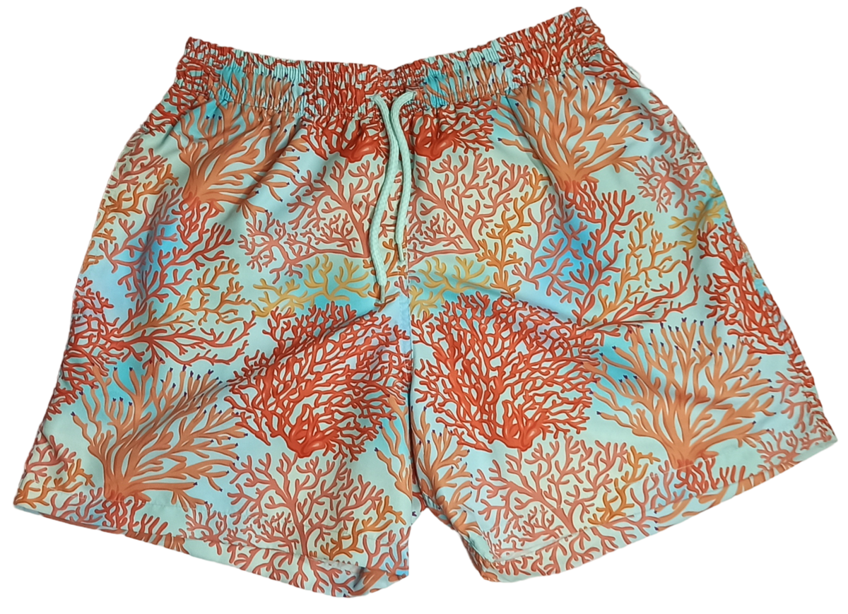 Pantaloneta de baño Coral con cintura ajustable y bolsillos, Slow Swimwear