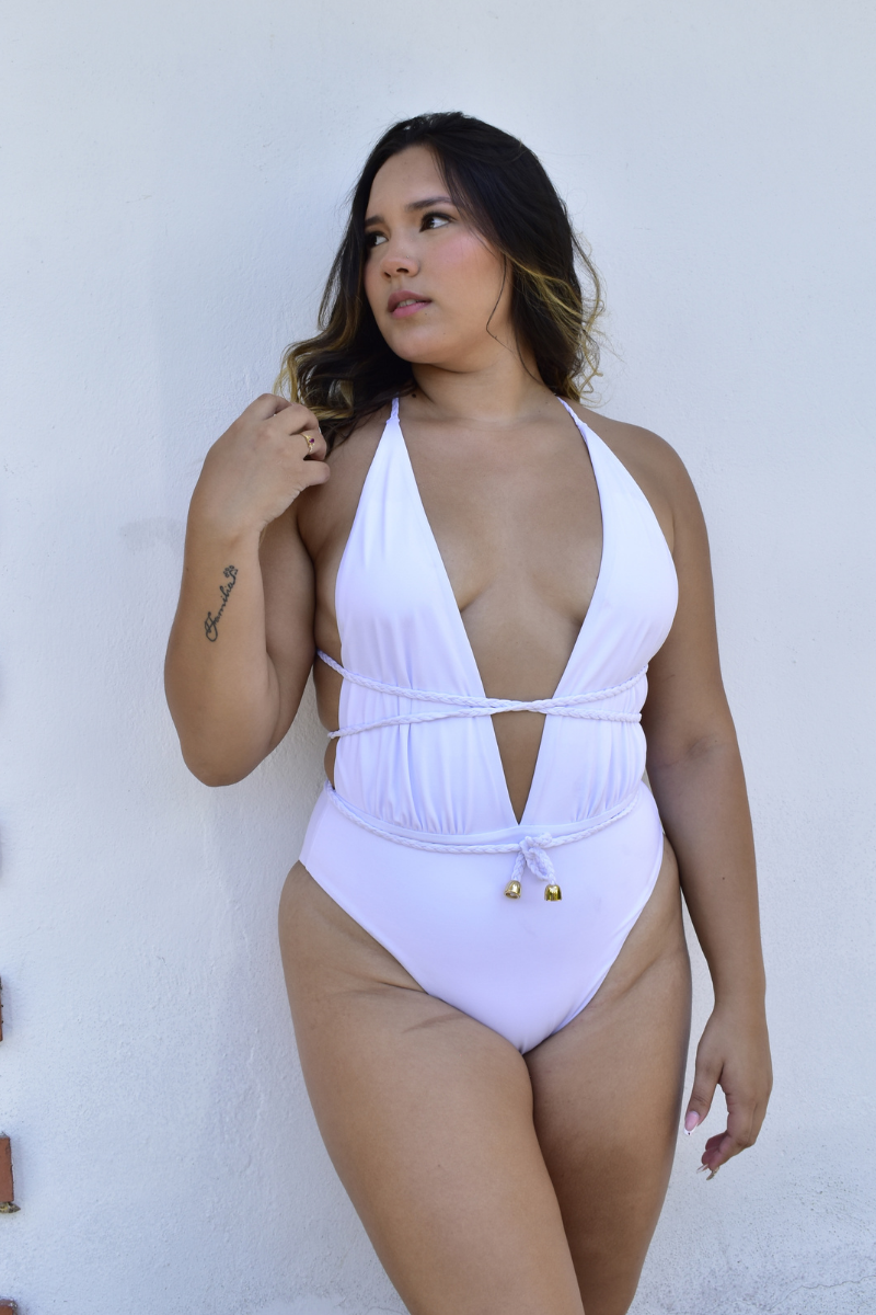 Enterizo Isca Blanco — Tirantes en macramé