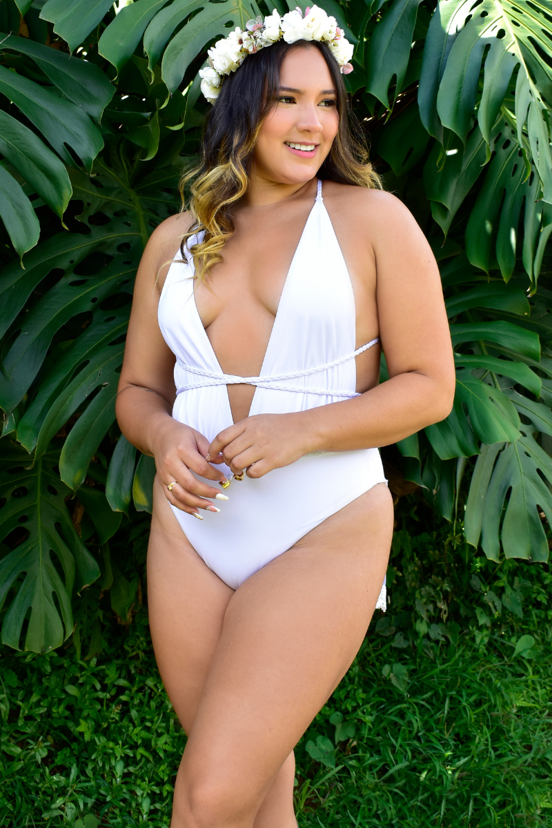 Enterizo Isca Blanco — Tirantes en macramé
