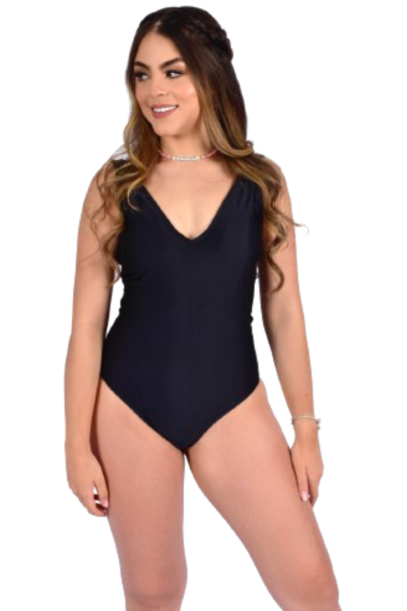 Enterizo Essential Negro, escote profundo con espalda baja, Slow Swimwear