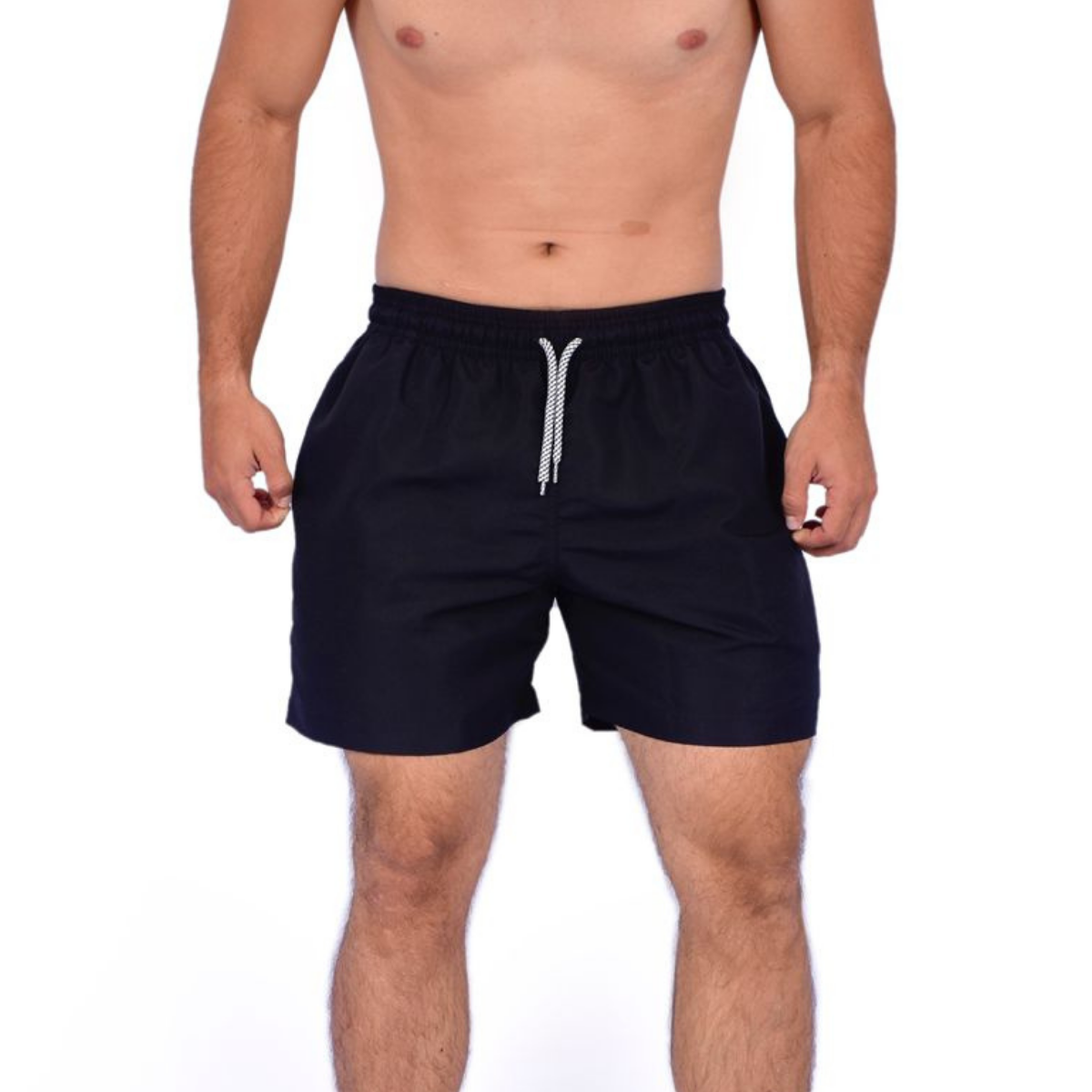 Pantaloneta de baño Negra — Cintura ajustable y bolsillos