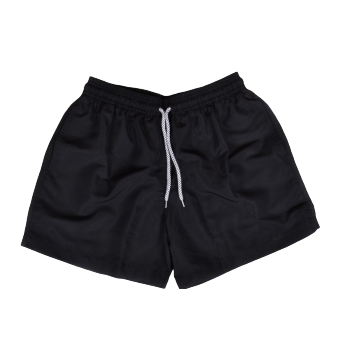Pantaloneta de baño negra con cintura ajustable y bolsillos, Slow Swimwear